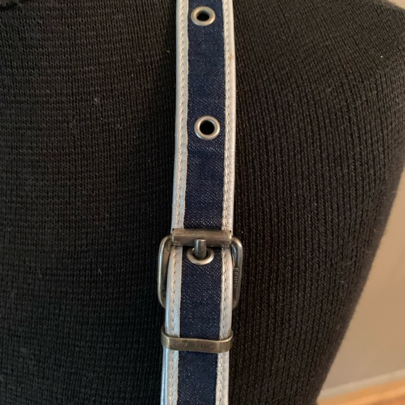 FENDI vintage denim adjustable bag with silver leather piping and rhinestones. - Picture 15 of 16